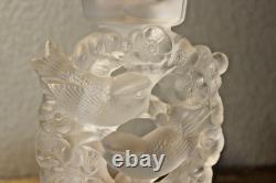 Lalique 2 Mesanges Frosted Candle Holder Pair, 7 Tall Signed No Box