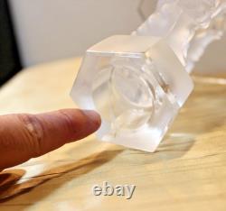 Lalique 2 Mesanges Frosted Candle Holder Pair, 7 Tall Signed No Box