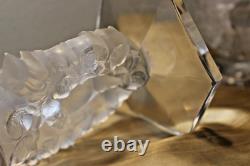 Lalique 2 Mesanges Frosted Candle Holder Pair, 7 Tall Signed No Box