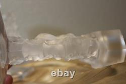 Lalique 2 Mesanges Frosted Candle Holder Pair, 7 Tall Signed No Box
