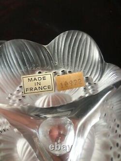 Lalique Anemone Candle Holder Pair Signed W France Sticker Excellent Condition