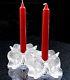 Lalique Crystal 2'three Anemone' Flower Candle Holders With Original Boxes