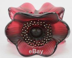 Lalique Crystal 3 Anemones Candle Holder in Rouge NIB Retails $1250 No Reserve