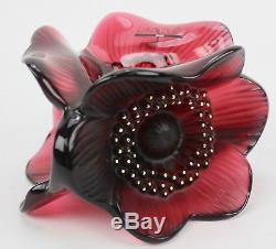 Lalique Crystal 3 Anemones Candle Holder in Rouge NIB Retails $1250 No Reserve