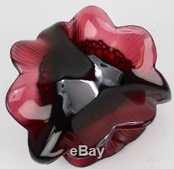 Lalique Crystal 3 Anemones Candle Holder in Rouge NIB Retails $1250 No Reserve