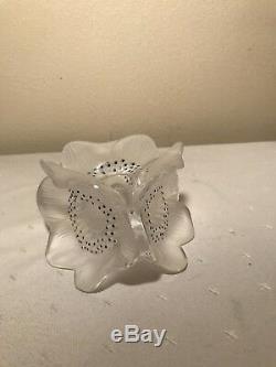 Lalique Crystal Flower Candle Holder 3 Anemones