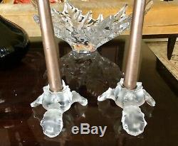 Lalique Iris Candlestick Pair #1094800 2.76 x 4.72