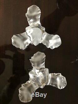 Lalique Iris Candlestick Pair #1094800 2.76 x 4.72