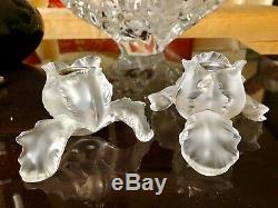 Lalique Iris Candlestick Pair #1094800 2.76 x 4.72