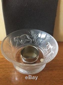 Lalique Jungle Jaguar Candle Holder Bowl