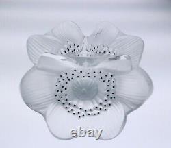 Lalique Three Anemones Candle Holder French Glass Crystal Candlestick 3 Flowers