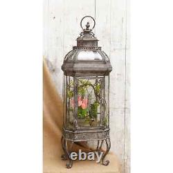 Lantern Candle Holder-Floral Embellishments-45''H