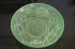 Large ART DECO Table Centre / Bowl & Candle Holder in URANIUM GLASS