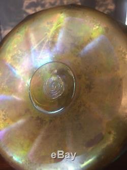 Large Antique Tiffany Studios Favrile Irridescent Art Glass Candle Holder