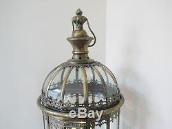 Large Bronze Metal Souk Lantern Candle Holder Free Standing Vintage Style Decor
