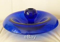 Large Elsa Peretti For Tiffany Cobalt Blue Pair Of Glass Candle Holder 8.5