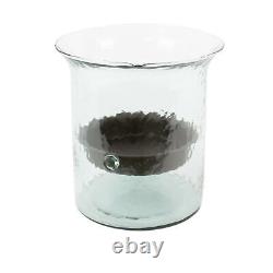 Large Glass Hurricane Candle Holder Hand Blown Recycled Glass 12.5 Inches