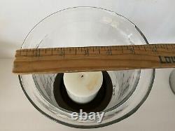 Large Glass Hurricane Candle Holder Hand Blown Rustic Metal Insert Set of Two