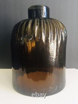 Large Handblown Glass Amber Color Footed Candle Holder 13 Height 9 Diameter