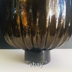 Large Handblown Glass Amber Color Footed Candle Holder 13 Height 9 Diameter
