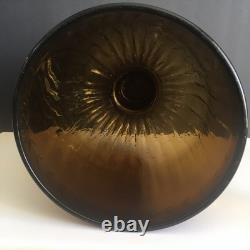 Large Handblown Glass Amber Color Footed Candle Holder 13 Height 9 Diameter