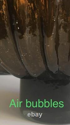 Large Handblown Glass Amber Color Footed Candle Holder 13 Height 9 Diameter