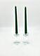 Laurel Fyfe Handmade Clear Glass Candlesticks-pair Signed