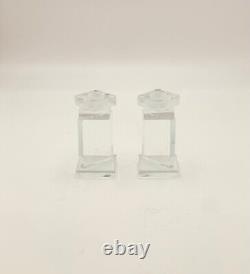 Laurel Fyfe Handmade Clear Glass Candlesticks-Pair Signed