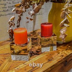 Le Sens Amazing Home Huge Crystal Pillar Candle Holders 4 4 4 Set of 2, Decora