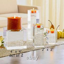 Le Sens Amazing Home Huge Crystal Pillar Candle Holders 4 4 4 Set of 2, Decora