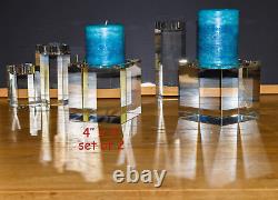 Le Sens Amazing Home Huge Crystal Pillar Candle Holders 4 4 4 Set of 2, Decora