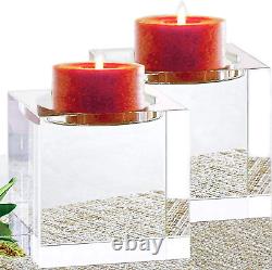 Le Sens Amazing Home Huge Crystal Pillar Candle Holders 4 4 4 Set of 2, Decora