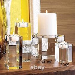 Le Sens Amazing Home Large Crystal Candle Holders Set of 3, 3.1/4.7/6.2 inche