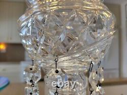 Lead Crystal Glass Mantle Lusters 13 Center Hole Vase Candle Holder with Prisms