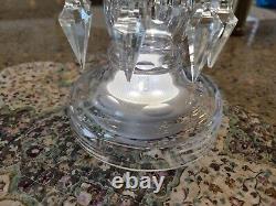 Lead Crystal Glass Mantle Lusters 13 Center Hole Vase Candle Holder with Prisms