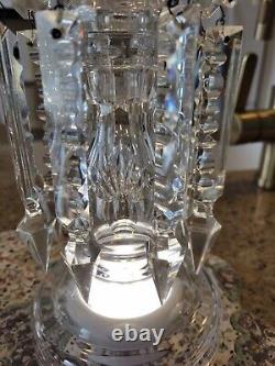 Lead Crystal Glass Mantle Lusters 13 Center Hole Vase Candle Holder with Prisms