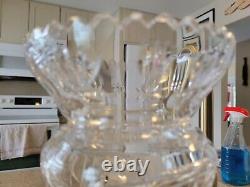 Lead Crystal Glass Mantle Lusters 13 Center Hole Vase Candle Holder with Prisms