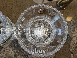 Lead Crystal Glass Mantle Lusters 13 Center Hole Vase Candle Holder with Prisms