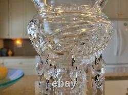 Lead Crystal Glass Mantle Lusters 13 Center Hole Vase Candle Holder with Prisms