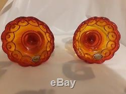 Lg Wright Amberina Moon & Star 9 Candlesticks Candle Holders