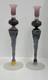Loan Nemtoi Art Glass Candle Sticks Signed