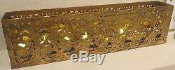 Long Gold Pierced Fretwork Candle Holder Votive Glass Metal Moroccan