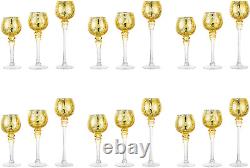 Long Stem Glass Candle Holder Set of 18 Tall Tea Lights Candle Holders, Gold C