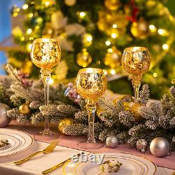 Long Stem Glass Candle Holder Set of 18 Tall Tea Lights Candle Holders, Gold C
