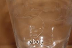 Longaberger Glass Etched Hurricane Candle Vase With Woven Pedestal Stand