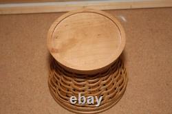 Longaberger Glass Etched Hurricane Candle Vase With Woven Pedestal Stand