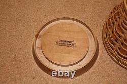 Longaberger Glass Etched Hurricane Candle Vase With Woven Pedestal Stand