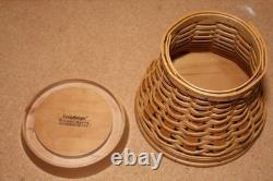 Longaberger Glass Etched Hurricane Candle Vase With Woven Pedestal Stand