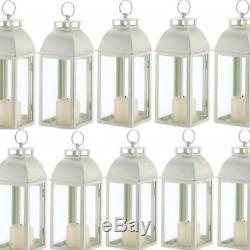 Lot 10 Ivory Lantern Distressed Candleholder Wedding Centerpieces