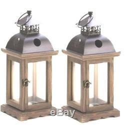 Lot 10 Rustic Wood Lantern Small Monticello Candle holder Wedding Centerpieces